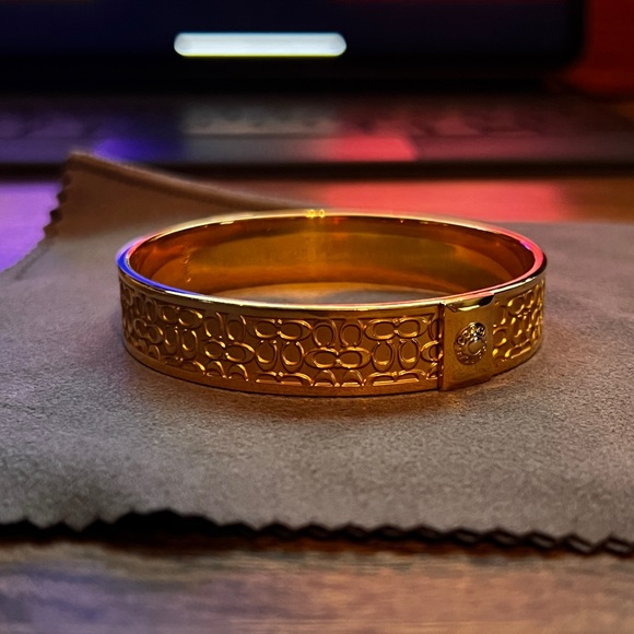 COACH Signature “C” GOLD BANGLE BRACELET - Picture 3 of 16